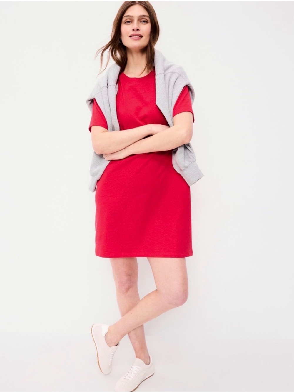 Old Navy Casual Red Short Sleeve T-Shirt Crewneck Mini Dress - Size Medium NWT